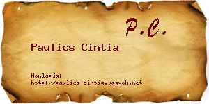 Paulics Cintia névjegykártya